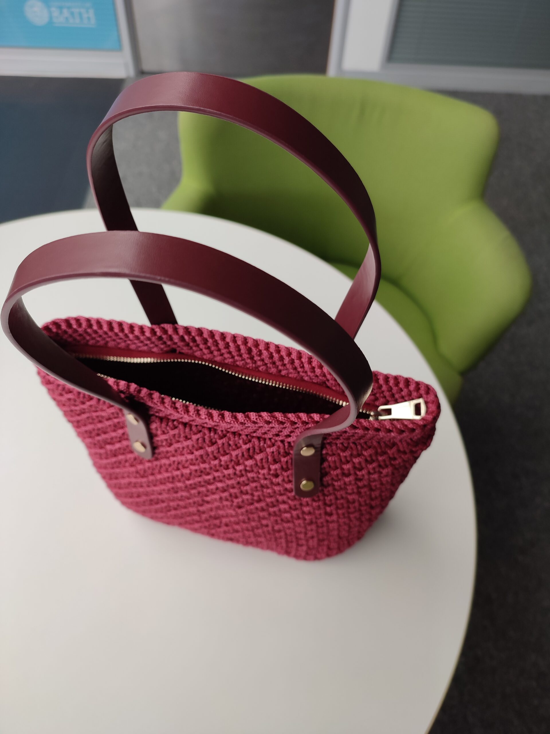 Burgundy Handbag Elegant Office Bag - Image 8