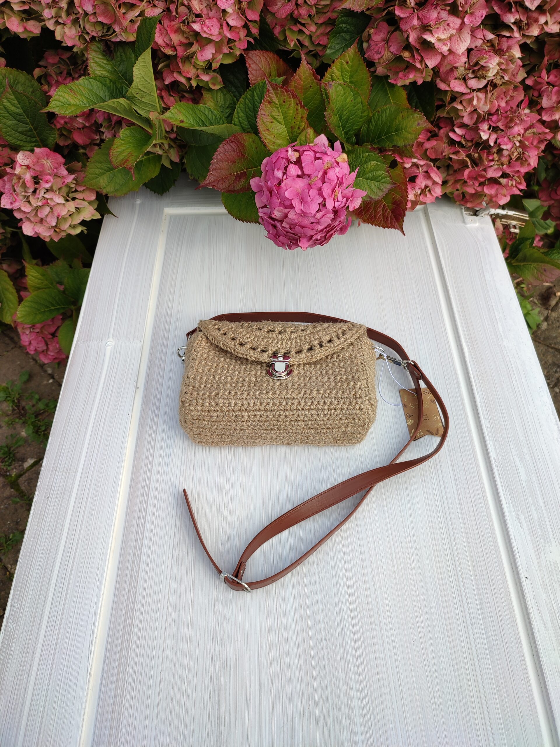 Jute Crossbody bag Boho style bag - Image 2