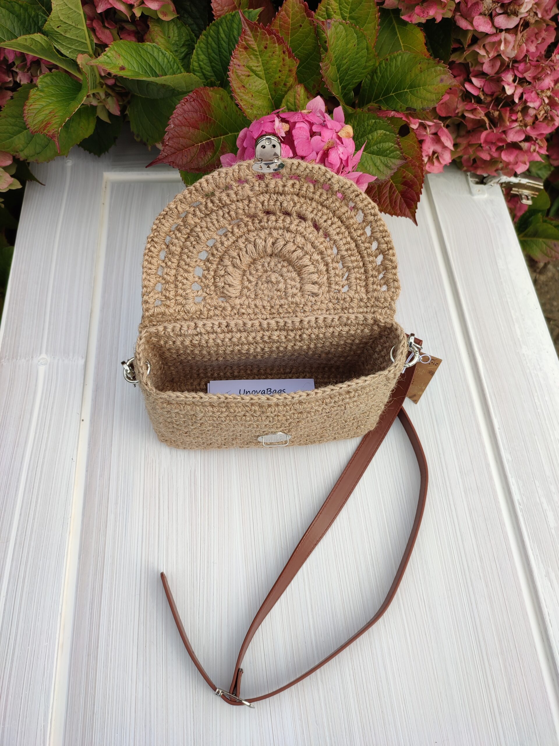 Jute Crossbody bag Boho style bag - Image 3