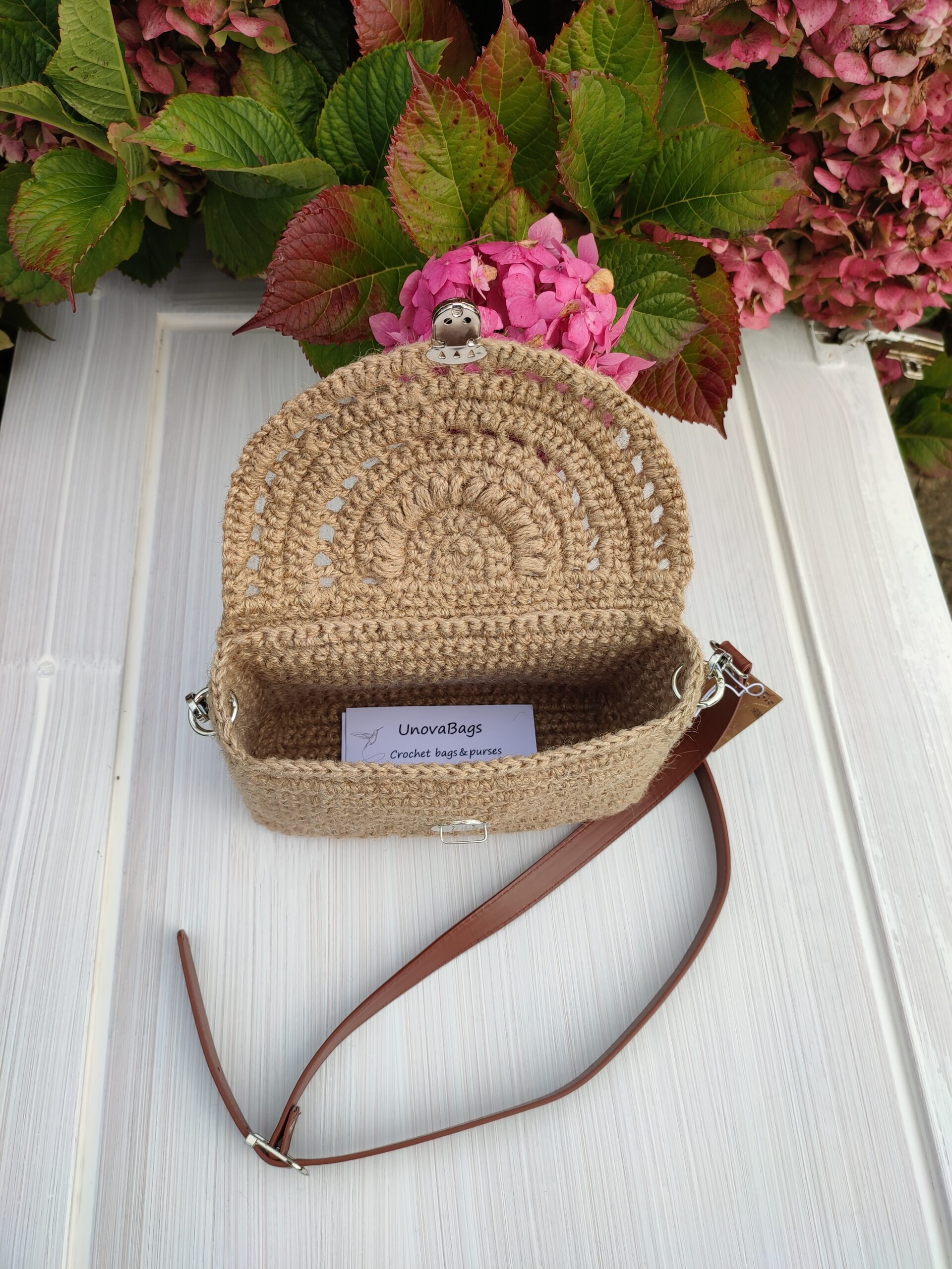 Jute Crossbody bag Boho style bag - Image 4
