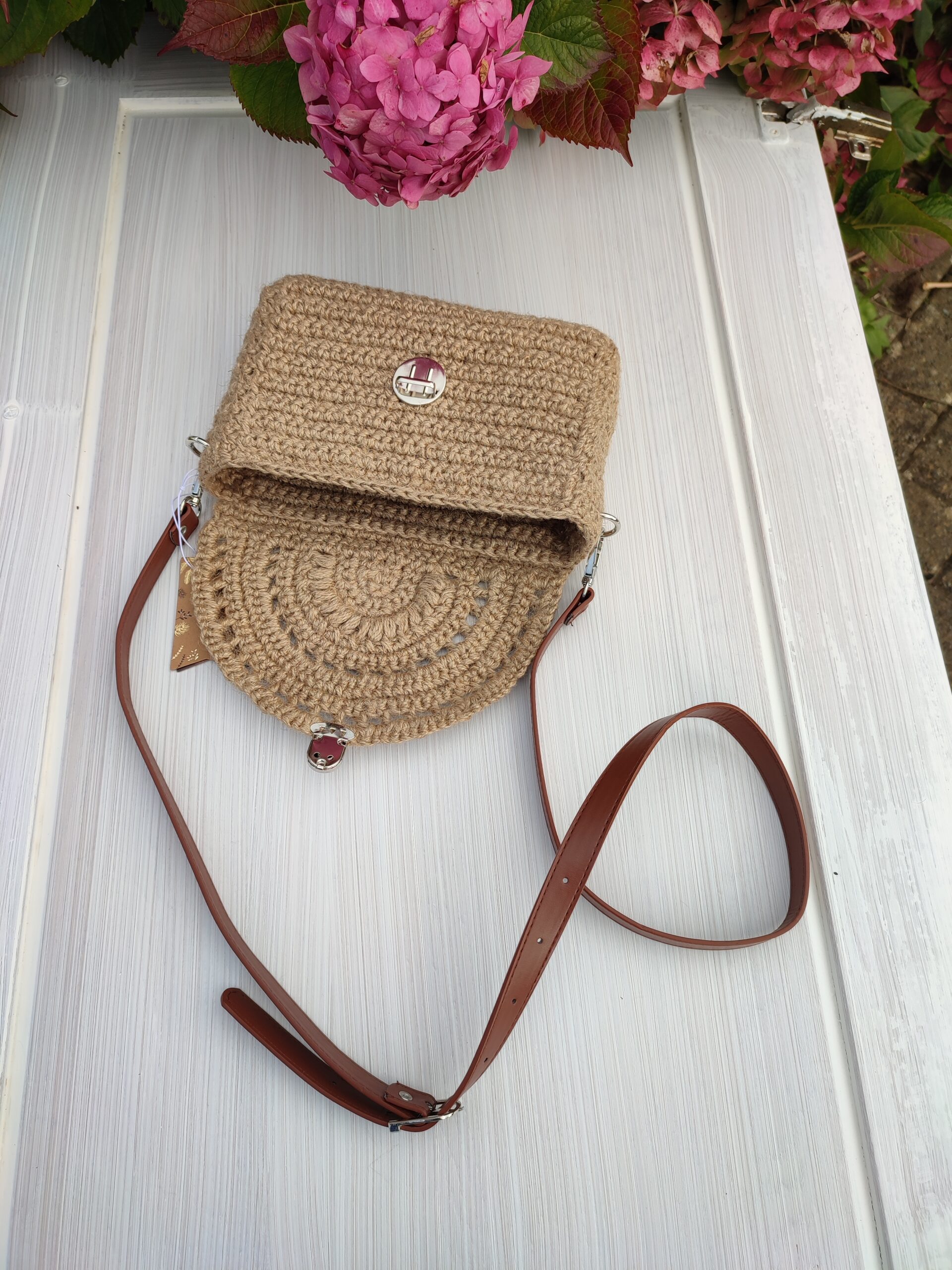 Jute Crossbody bag Boho style bag - Image 5