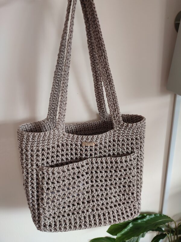 Beach Crochet Bag Beige Handbag - Image 7
