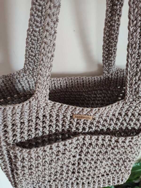 Beach Crochet Bag Beige Handbag - Image 6