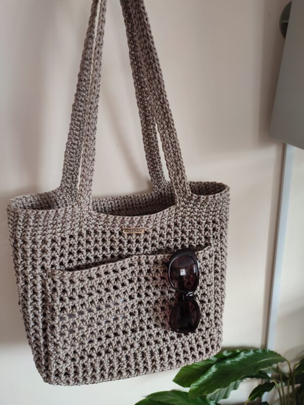 Beach Crochet Bag Beige Handbag - Image 8