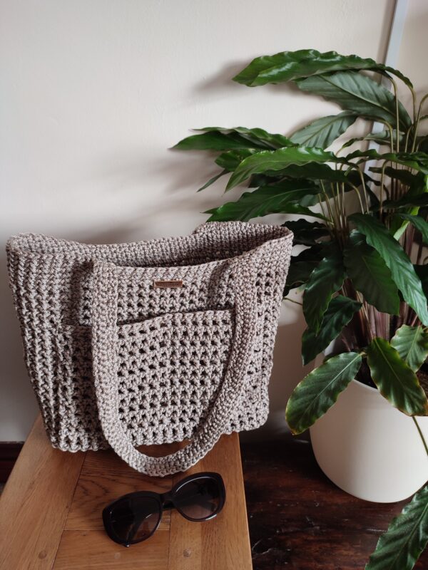 Beach Crochet Bag Beige Handbag - Image 3