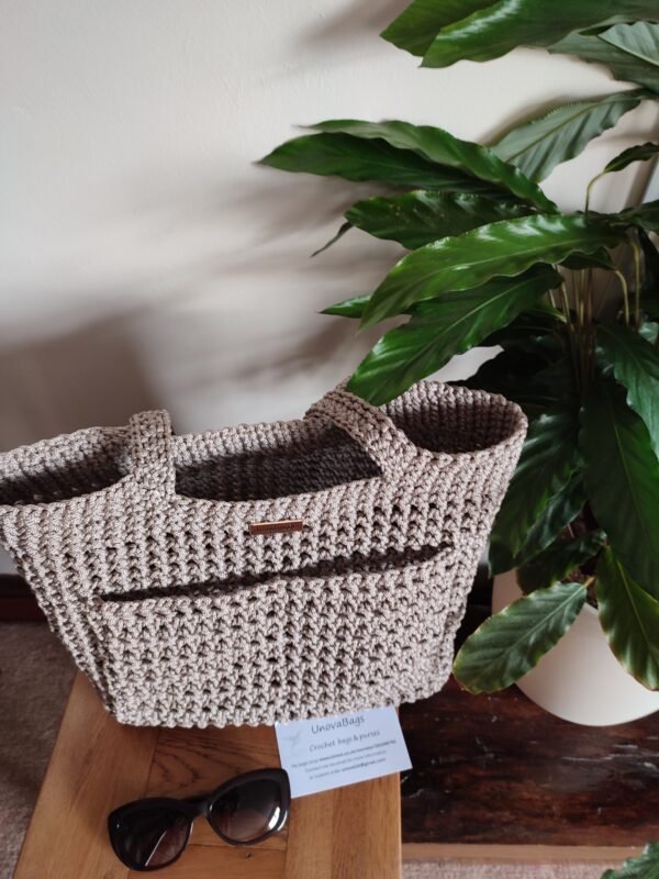Beach Crochet Bag Beige Handbag - Image 4